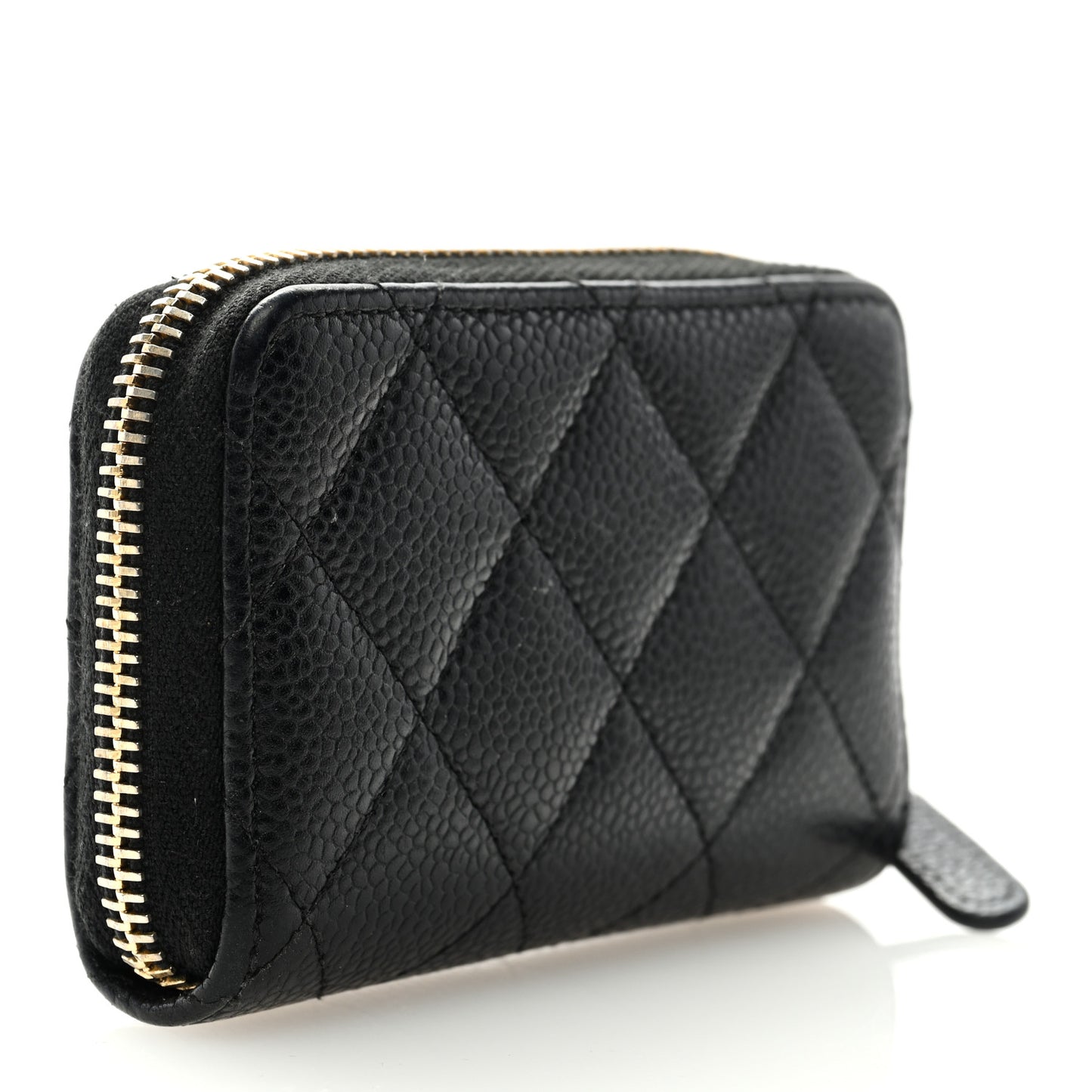 Caviar Quilted Zip Coin Purse Black