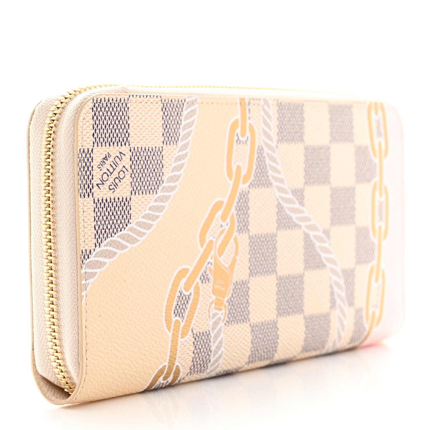 Louis Vuitton Damier Azur Nautical Zippy Wallet Gold 3 of 7