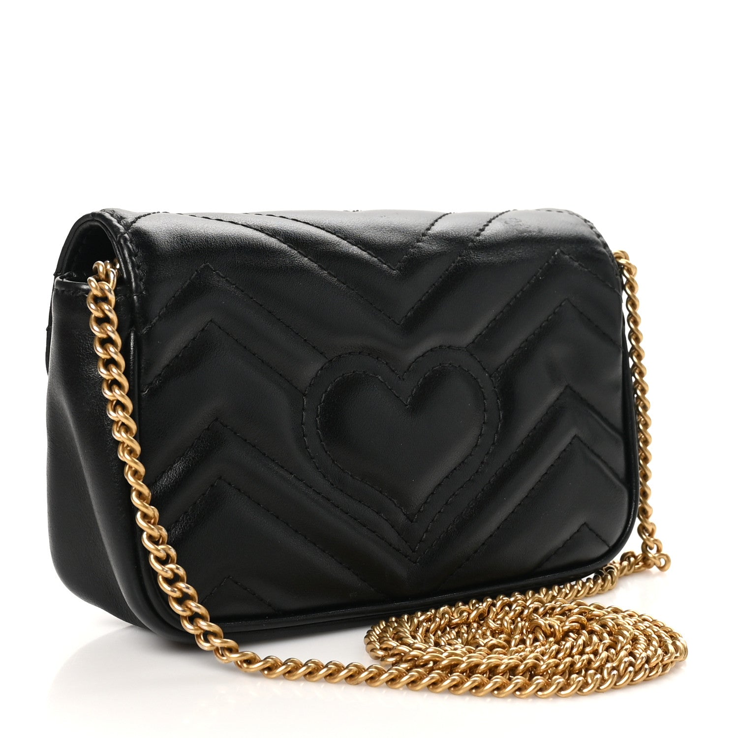 Gucci Calfskin Matelasse Super Mini GG Marmont Shoulder Bag Black 3 of 10