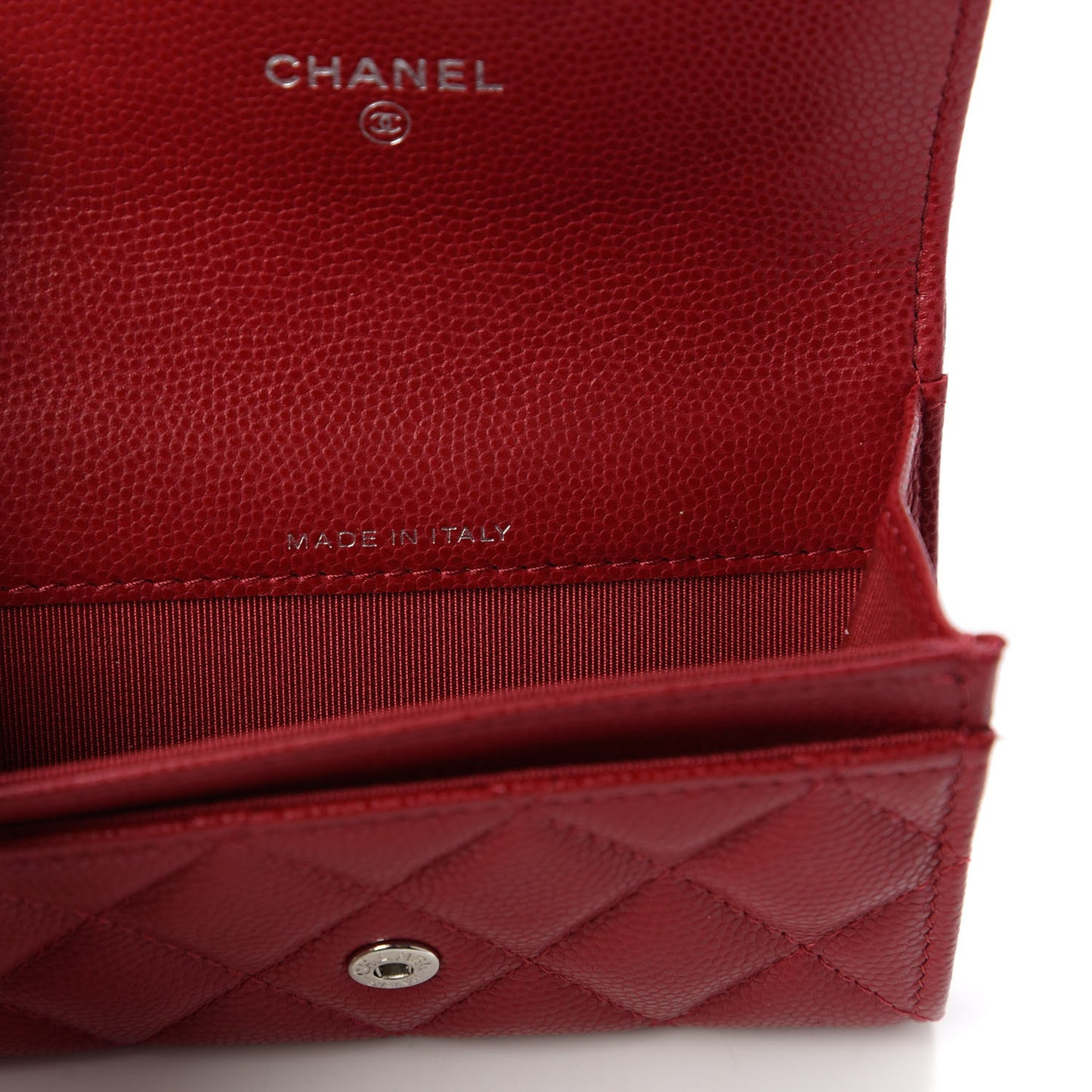 Caviar Quilted Flap Card Holder Dark Pink