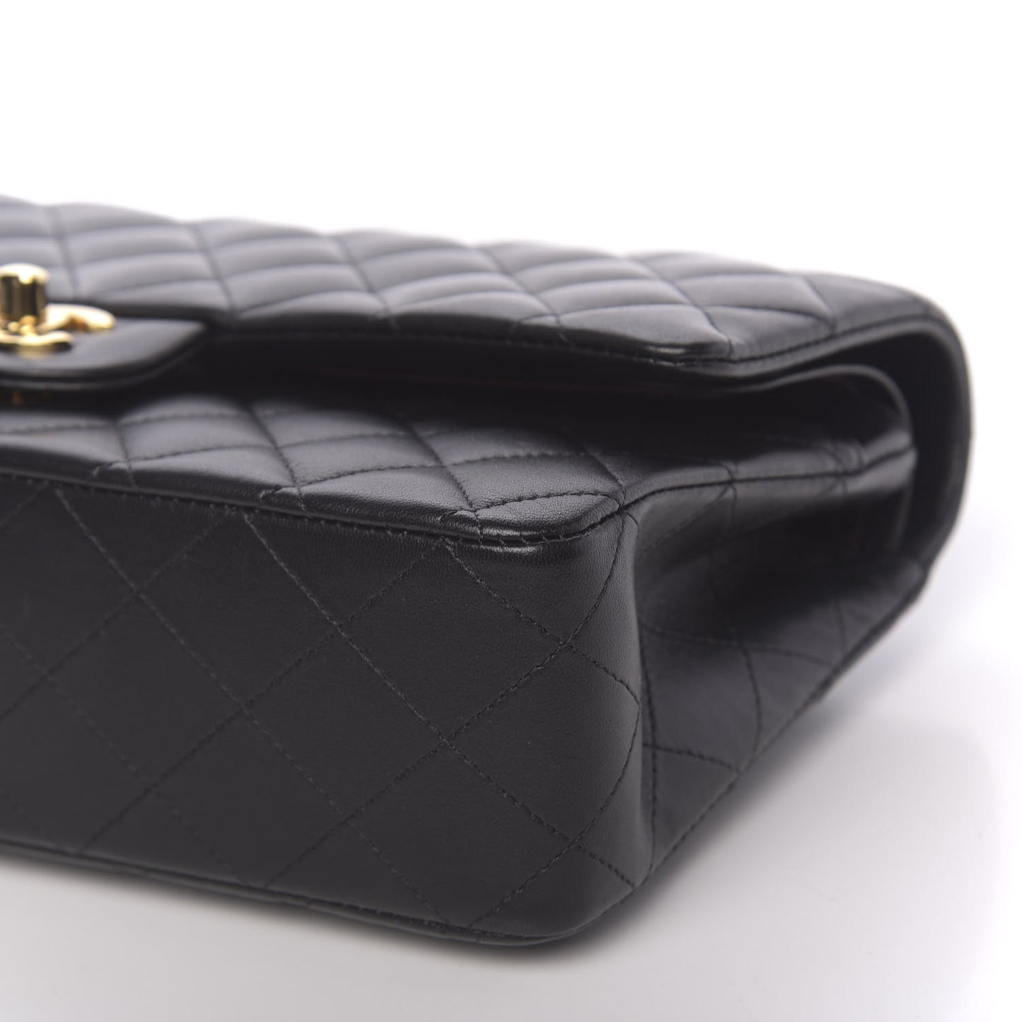Lambskin Quilted Medium Double Flap Black