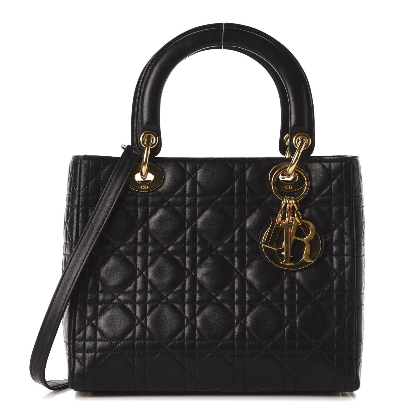 Lambskin Cannage Medium Lady Dior Black