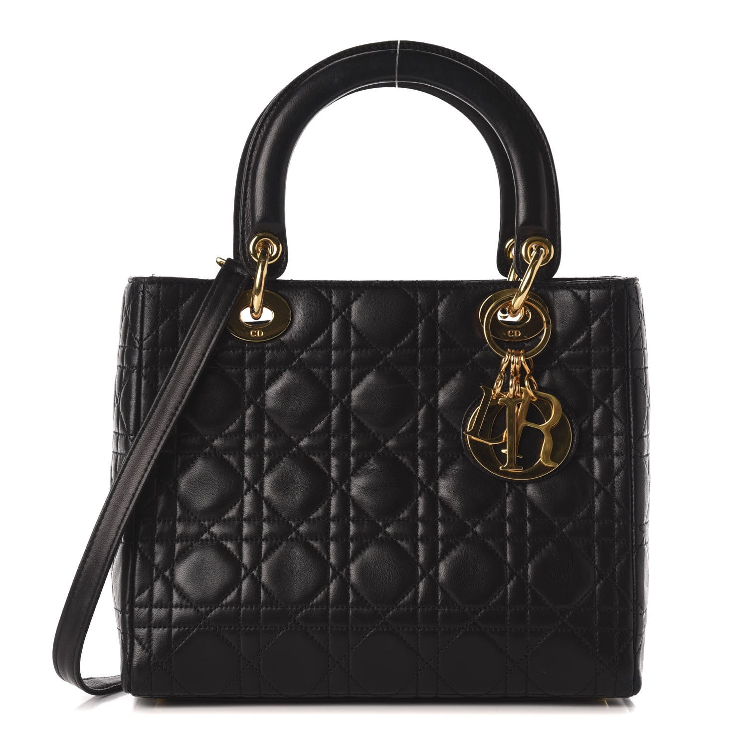 Christian Dior Lambskin Cannage Medium Lady Dior Black 1 of 9