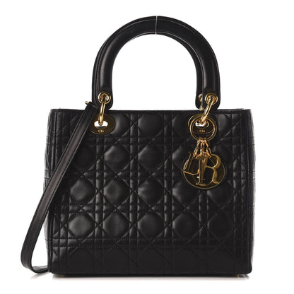 Christian Dior Lambskin Cannage Medium Lady Dior Black 1 of 9