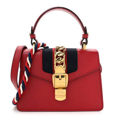 Gucci Calfskin Mini Sylvie Top Handle Bag Hibiscus Red 1 of 18