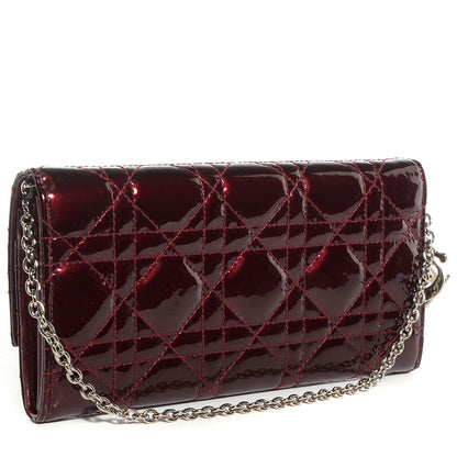 Christian Dior Patent Cannage Rendez-vous Chain Wallet Bordeaux 3 of 6