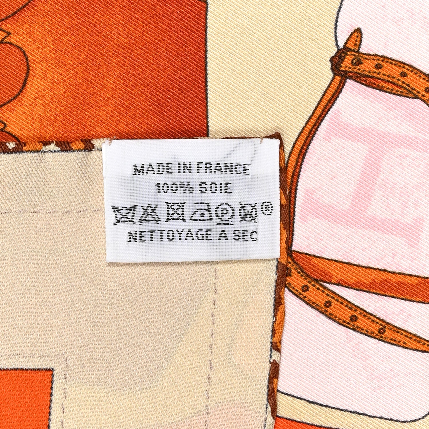 Hermes Vintage Silk Monsieur Et Madame Scarf 70 Creme Orange Marron 3 of 7