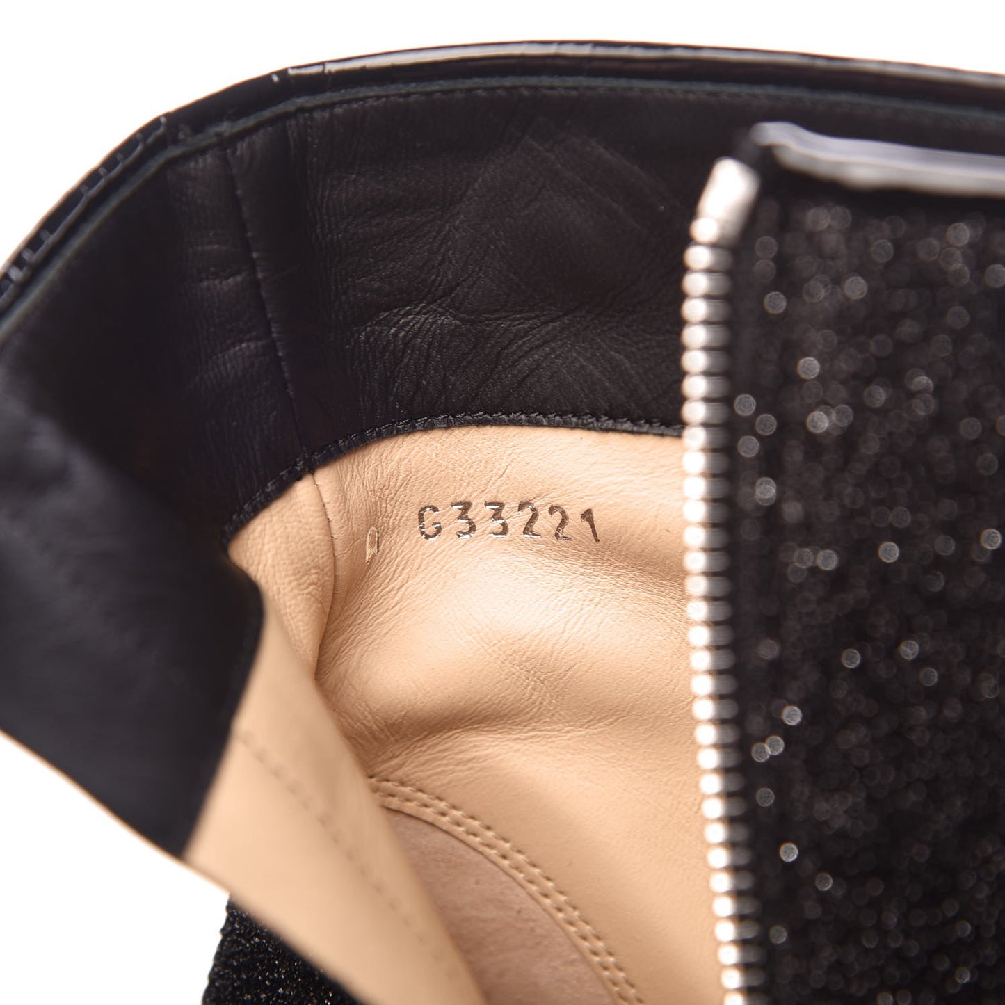 Glitter Patent Cap Toe Short Boots 41 Black