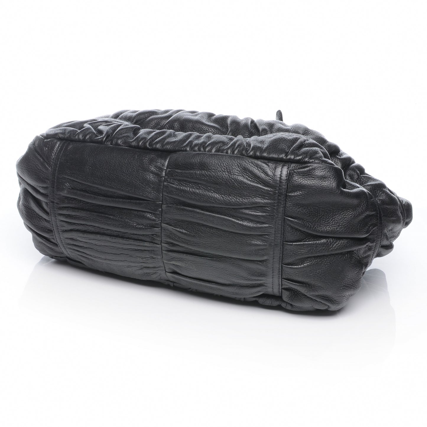 Leather Gaufre Drawstring XL Nero Black