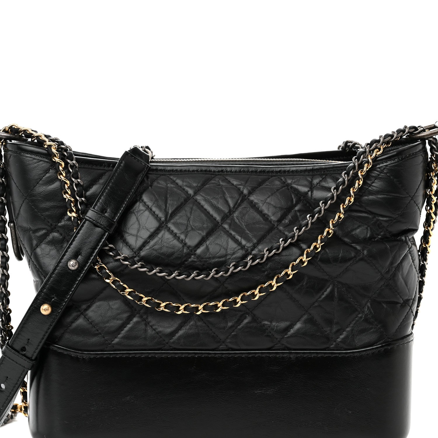 Chanel Aged Calfskin Quilted Medium Gabrielle Hobo Black 8 of 10