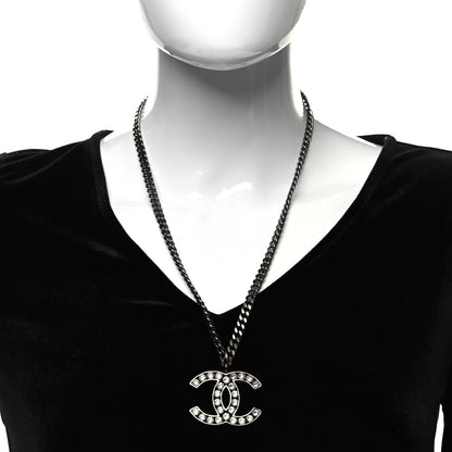 Chanel Crystal Large CC Necklace Silver 2 of 5