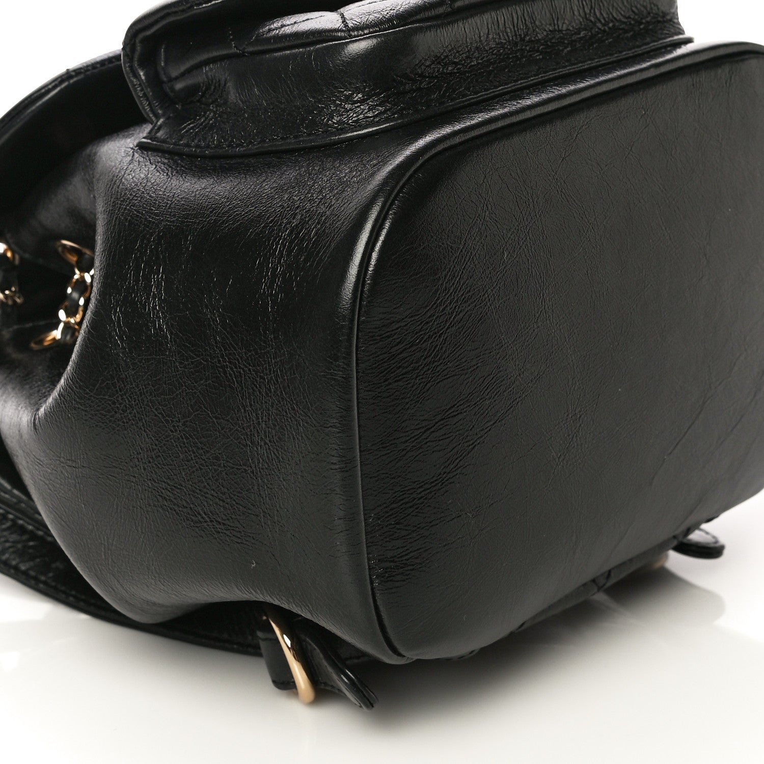 Chanel Glazed Aged Calfskin Quilted Small Duma Drawstring Backpack Black 9 of 11
