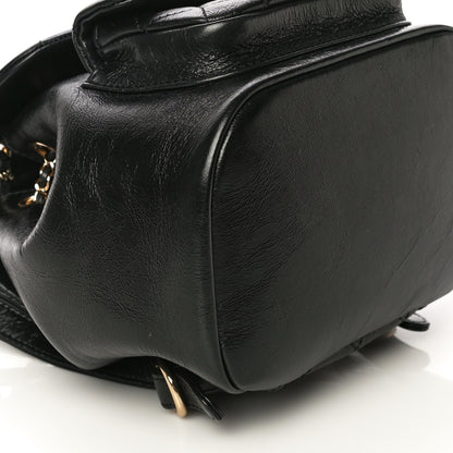 Chanel Glazed Aged Calfskin Quilted Small Duma Drawstring Backpack Black 9 of 11
