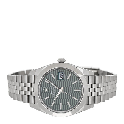 Rolex Stainless Steel 41mm Oyster Perpetual Datejust Watch Mint Green Fluted 126300 2 of 5