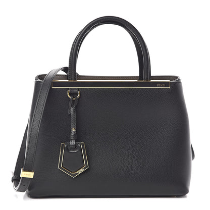 Fendi Vitello Dolce Century Petite 2Jours Tote Black Carbone 1 of 9