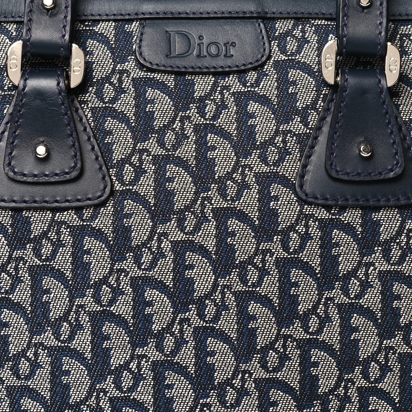 Denim Calfskin Monogram Tote Navy Blue