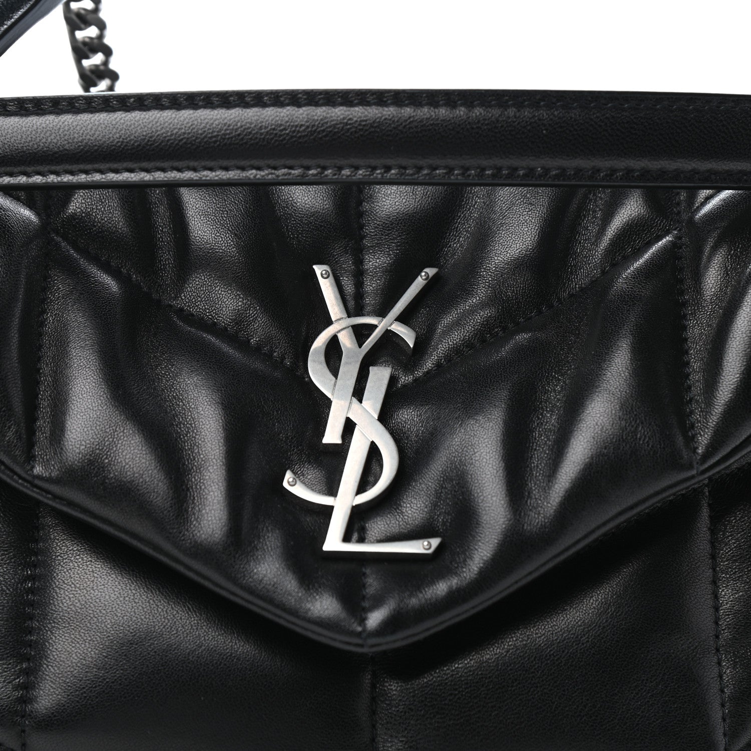 Saint Laurent Lambskin Quilted Small Loulou Puffer Monogram Chain Satchel Black 8 of 10