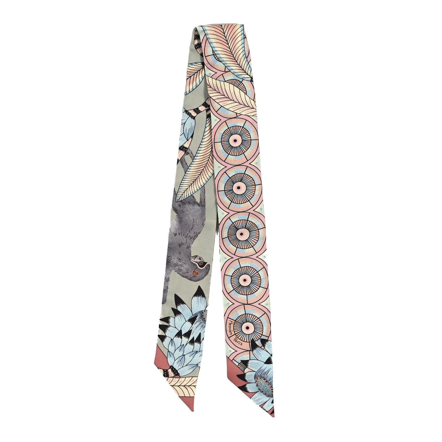 Hermes Silk The Savana Dance Twilly Vert Amande Rose 2 of 4