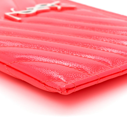 Saint Laurent Patent Grain De Poudre Matelasse Chevron Monogram Bill Pouch Neon Pink 9 of 10