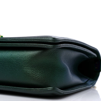 Chanel Iridescent Goatskin Quilted New Medium Boy Flap Green 9 of 9