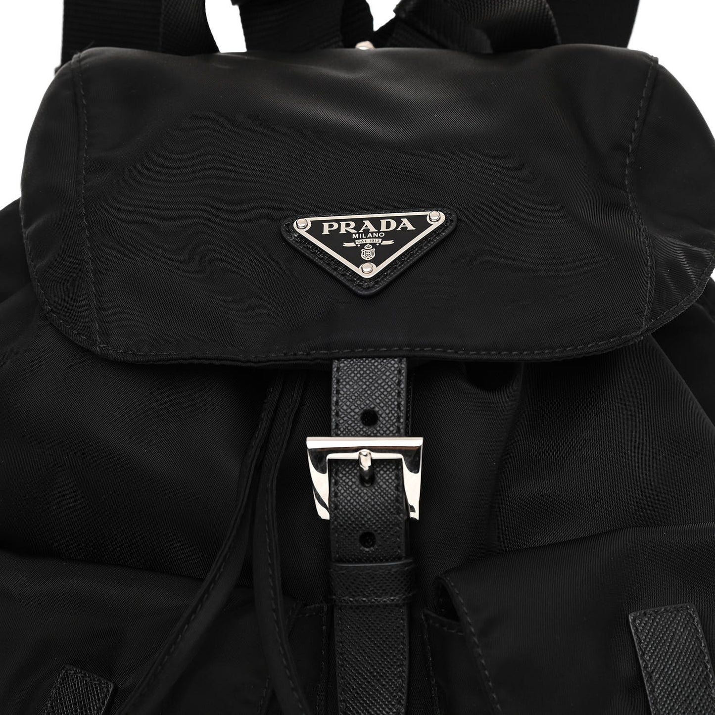 Tessuto Nylon Saffiano Small Backpack Black