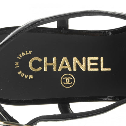 Chanel Patent Calfskin Camellia Thong Sandals 35 Black White 7 of 7
