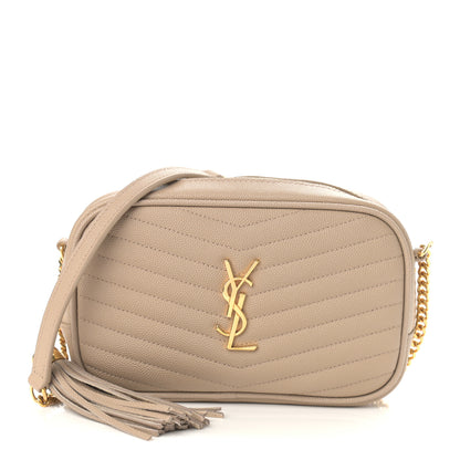 Saint Laurent Grain De Poudre Matelasse Monogram Mini Lou Camera Bag Dark Beige 1 of 10