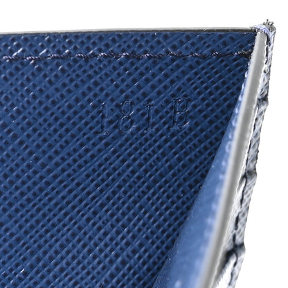 Prada Saffiano Triangle Card Case Blue 7 of 8