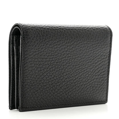 Gucci Dollar Calfskin Enamel Monochrome GG Marmont Card Case Black 3 of 7