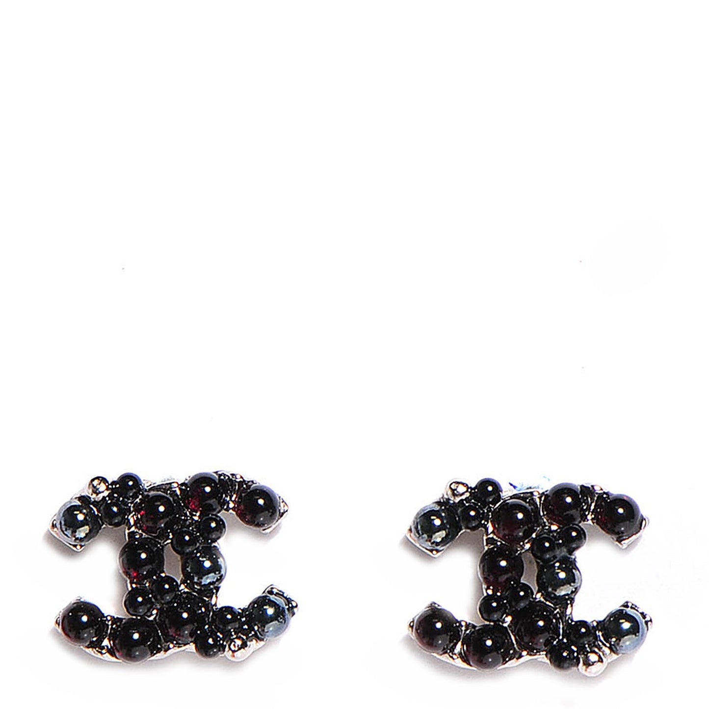 Resin Bead CC Earrings Silver Black