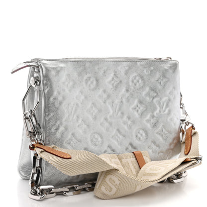 Louis Vuitton Metallic Lambskin Embossed Monogram Coussin BB Silver 3 of 14