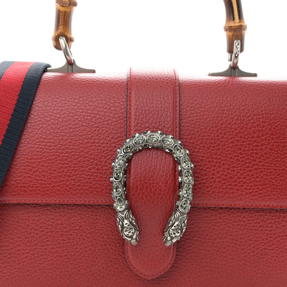 Gucci Dollar Calfskin Crystal Web Medium Dionysus Bamboo Top Handle Bag Hibiscus Red Black Diamond 9 of 14