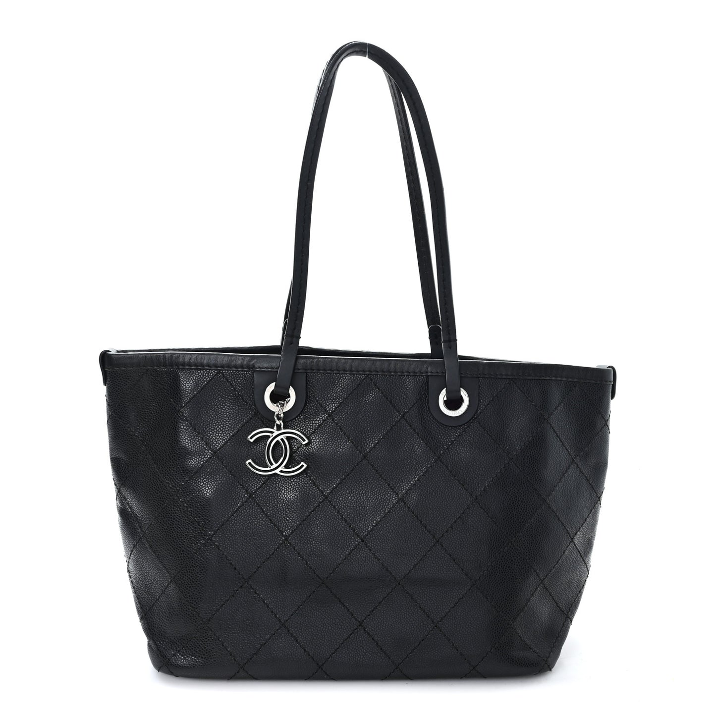 Grained Calfskin Shopping Fever Tote Black