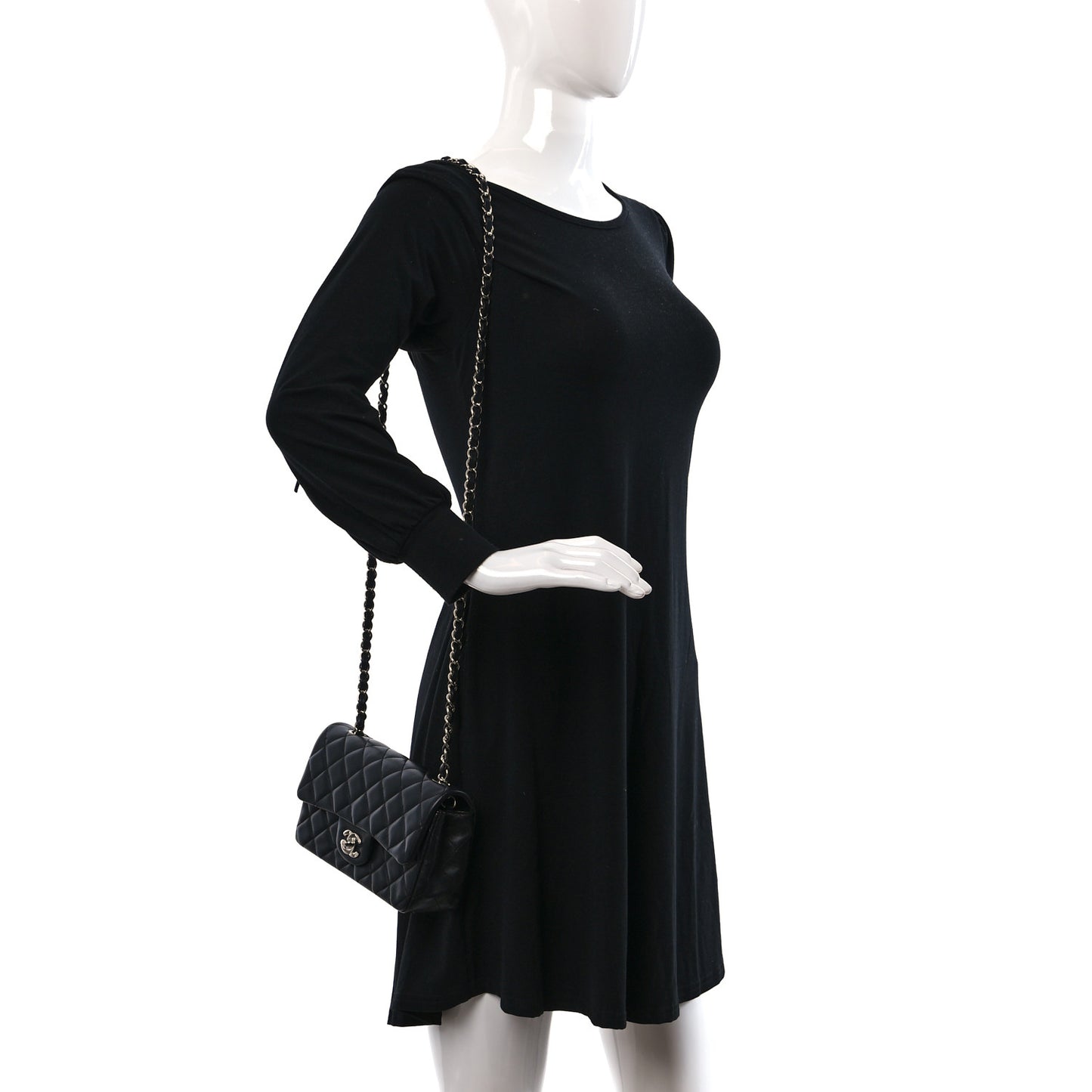Lambskin Quilted Mini Rectangular Flap Black