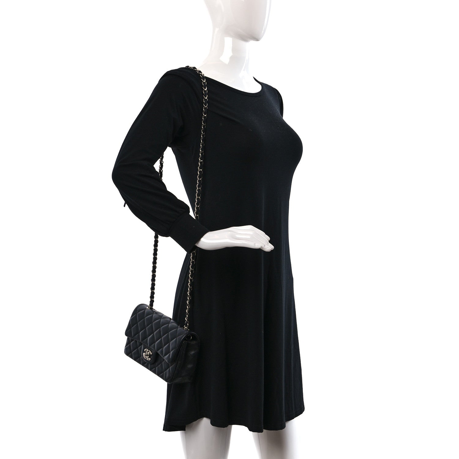 Chanel Lambskin Quilted Mini Rectangular Flap Black 2 of 12