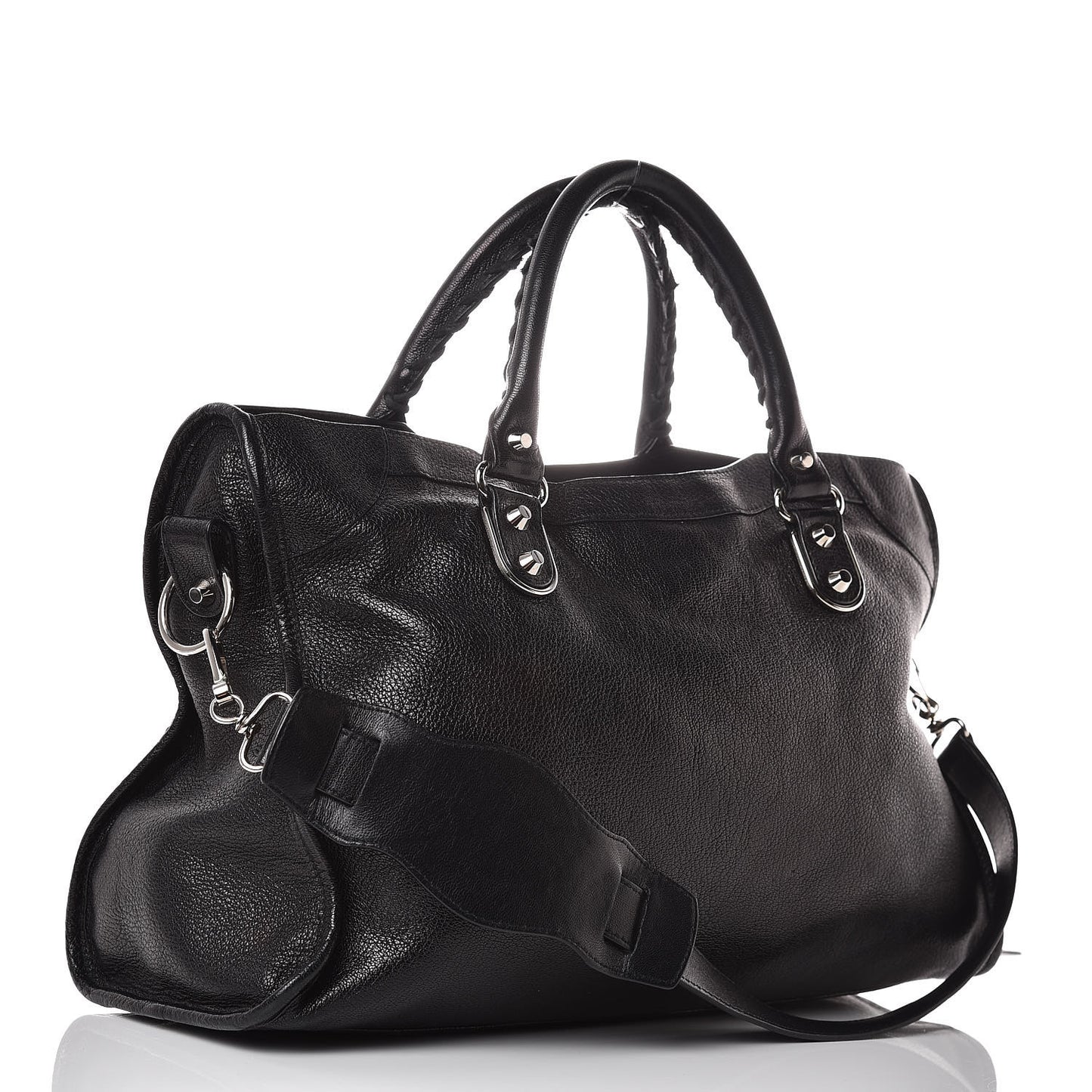 Chevre Silver Metallic Edge Hardware City Black