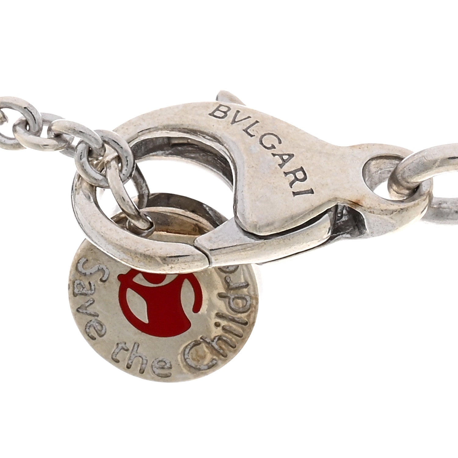 Bulgari Sterling Silver Ceramic Save The Children Pendant Necklace 4 of 4