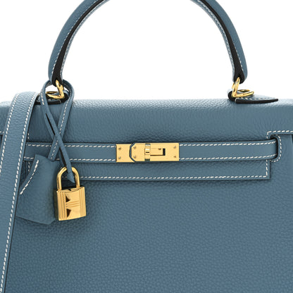 Hermes Togo Kelly Retourne 25 New Blue Jean 8 of 11