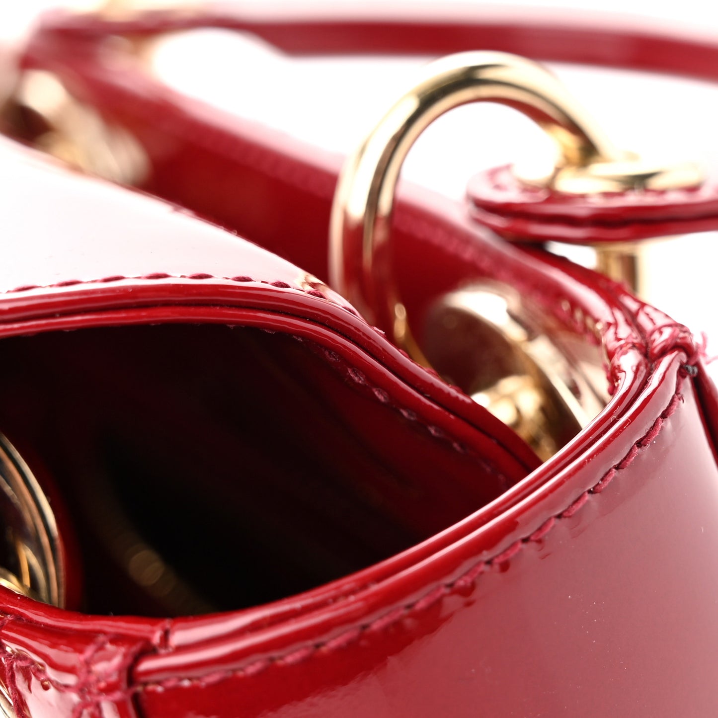 Patent Cannage Mini Lady Dior Red