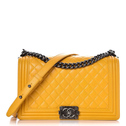 Chanel Lambskin Quilted New Medium Boy Flap Yellow 1 of 8