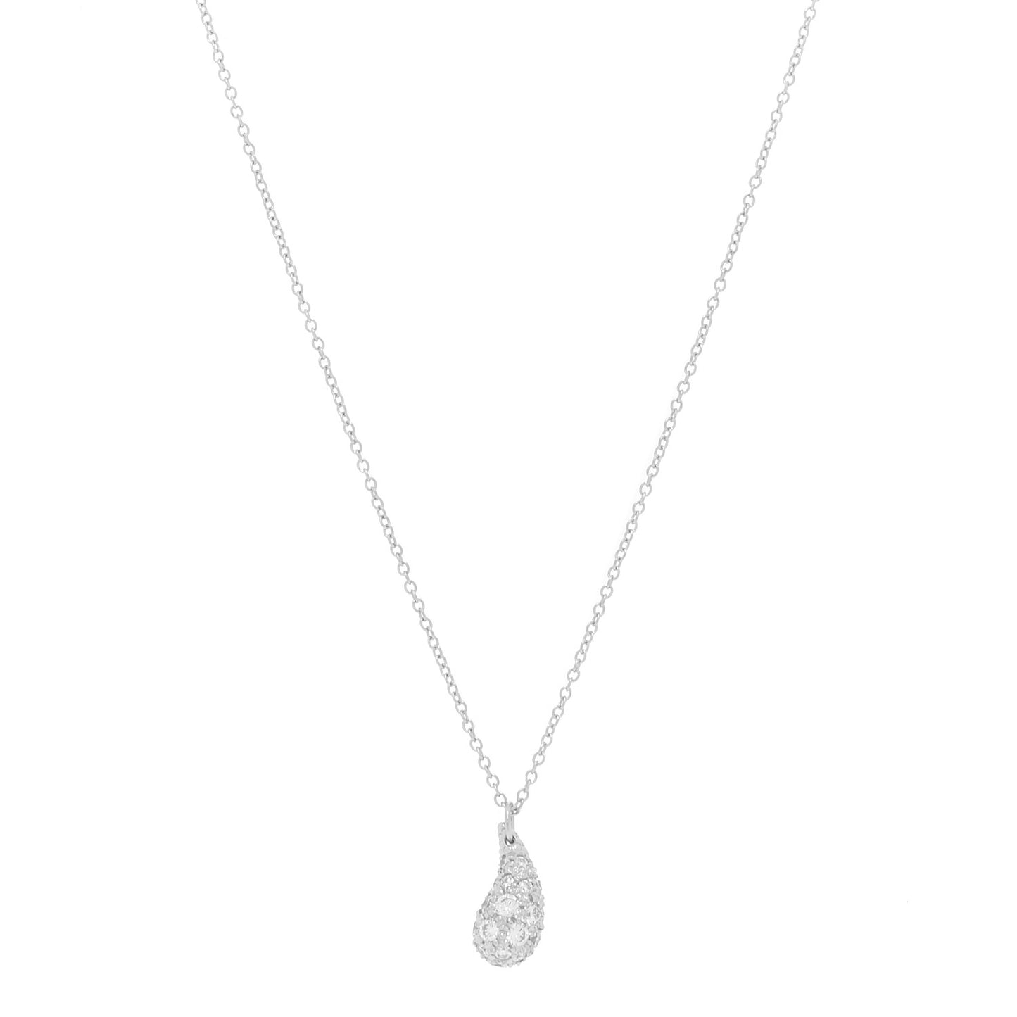 Platinum Diamond 6mm Elsa Peretti Teardrop Pendant Necklace