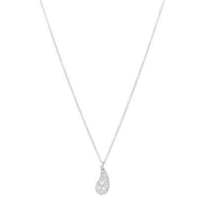 Tiffany Platinum Diamond 6mm Elsa Peretti Teardrop Pendant Necklace 1 of 6