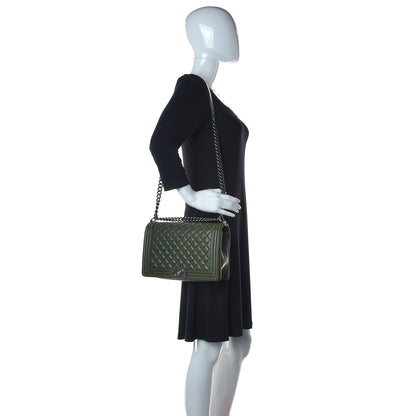 Chanel Lambskin Quilted New Medium Boy Flap Dark Green 2 of 16
