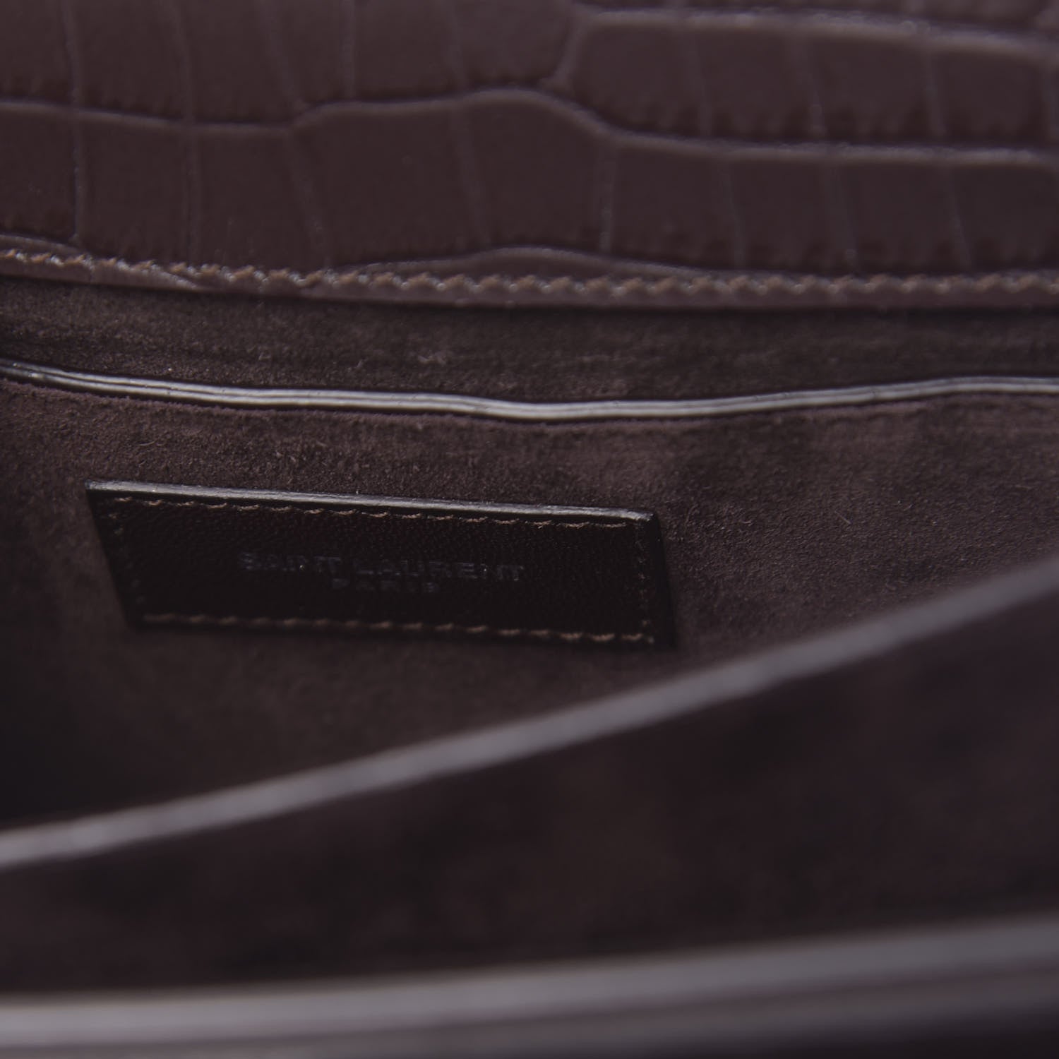 Saint Laurent Calfskin Crocodile Embossed Monogram Sunset Brown 5 of 8