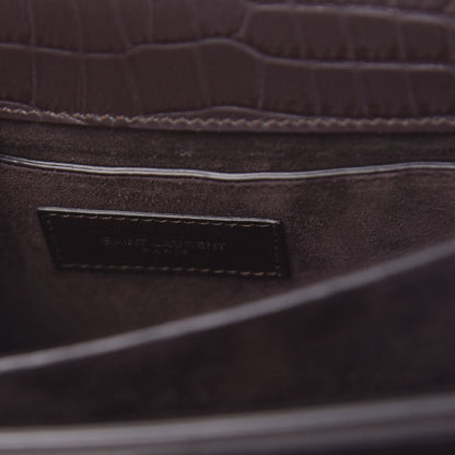 Saint Laurent Calfskin Crocodile Embossed Monogram Sunset Brown 5 of 8