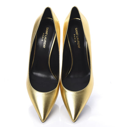 Saint Laurent Metallic Calfskin Opyum 85 Pumps 39.5 Gold 5 of 10