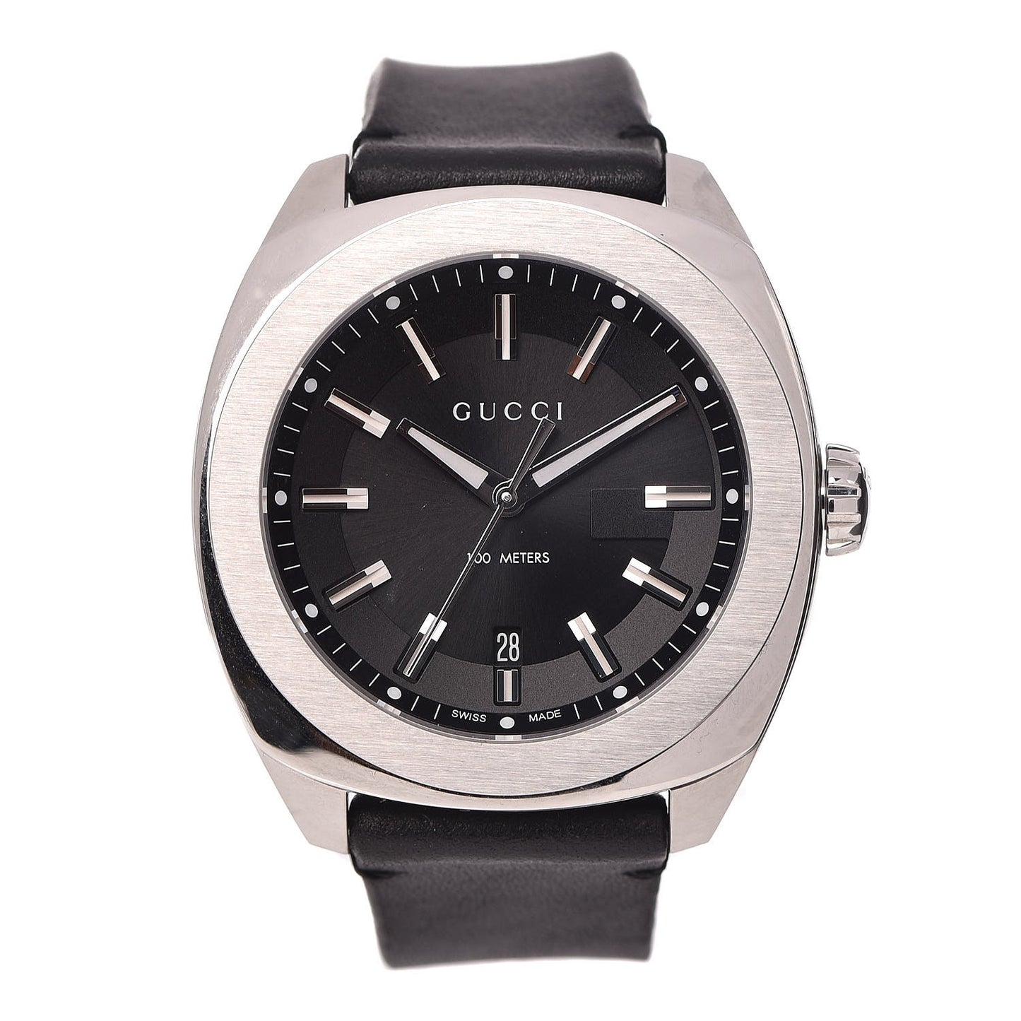 Stainless Steel Calfskin 44mm GG2570 Toscano Quartz Watch Black