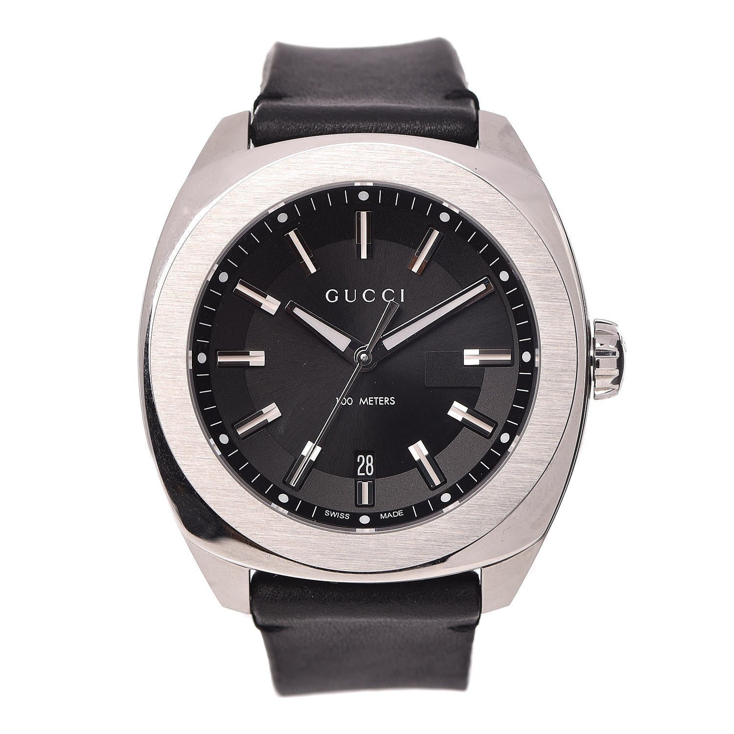 Gucci Stainless Steel Calfskin 44mm GG2570 Toscano Quartz Watch Black 1 of 9