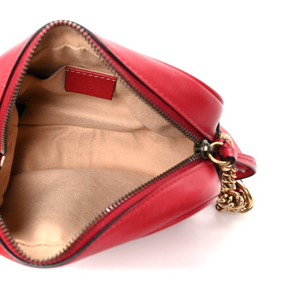 Gucci Calfskin Matelasse Mini GG Marmont Chain Shoulder Bag Hibiscus Red 5 of 11