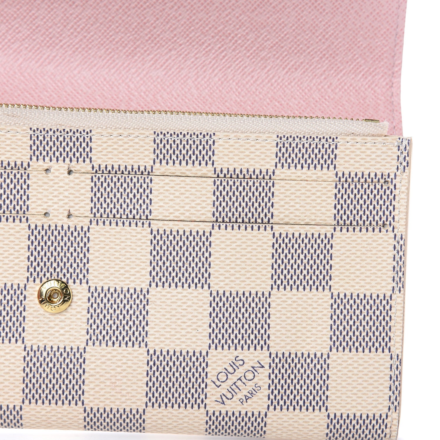 Louis Vuitton Damier Azur Emilie Wallet Rose Ballerine 8 of 11